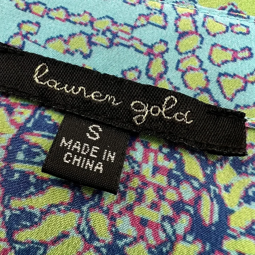 Lauren Gold 100% Silk Boho Print Tie-Neck Blouse Small - Picture 5 of 5